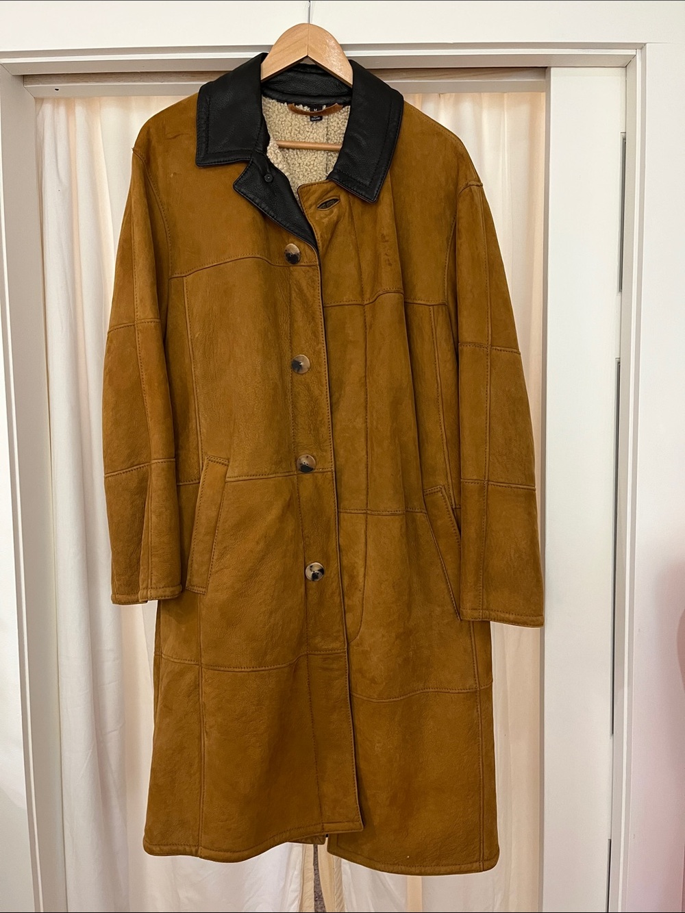 Robert Talbott Cream Sherpa-Lined Trench Coat